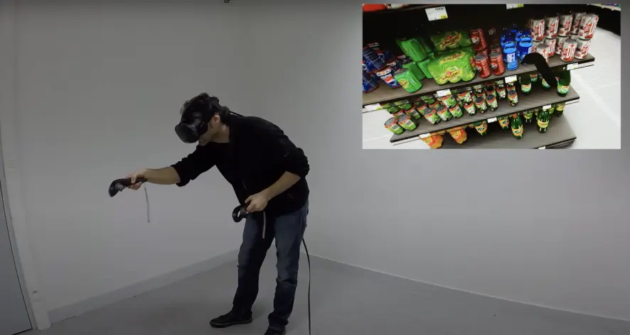 A man using VR goggles in Store Visualizer