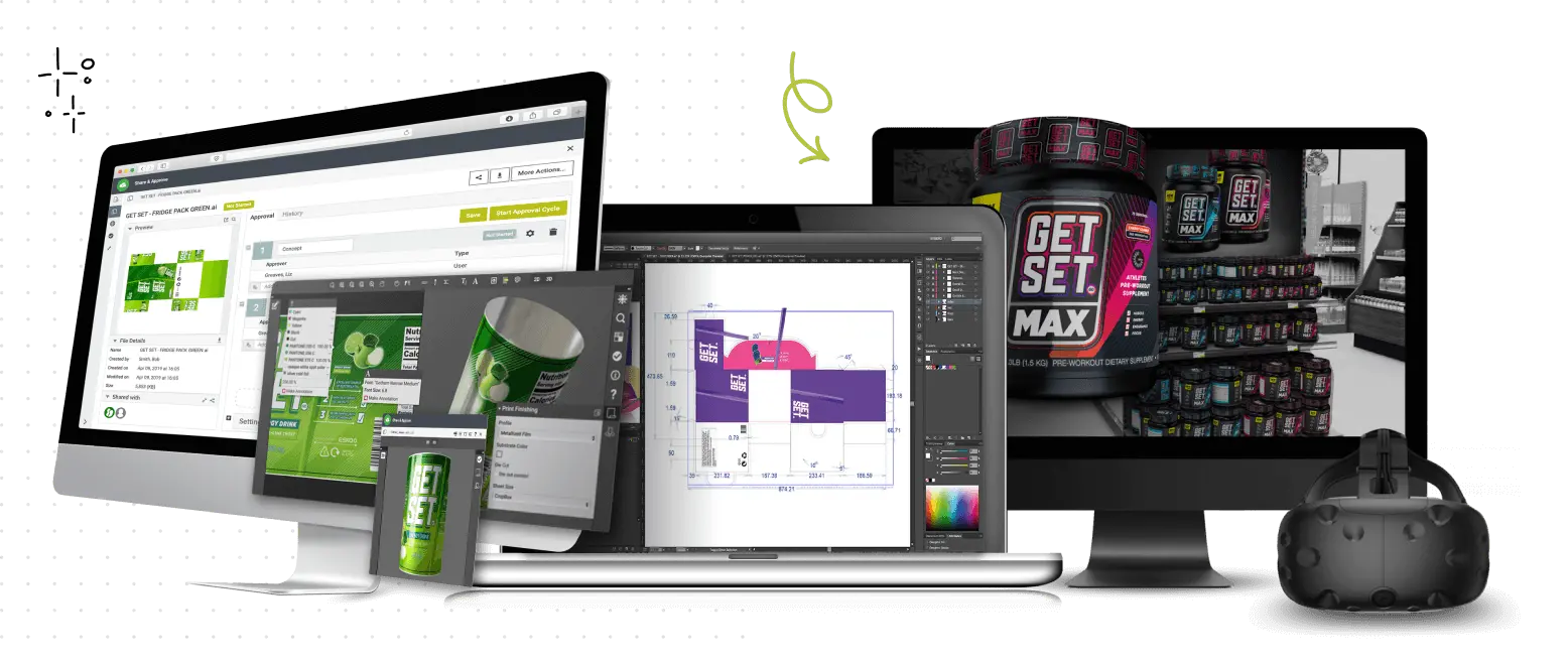 Computer monitors with packaging design programs