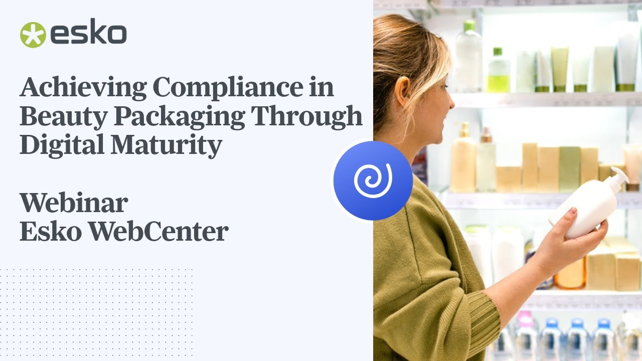 Thumbnail for the webinar replay titled, "Achieving Compliance in Beauty Packaging Through Digital Maturity"