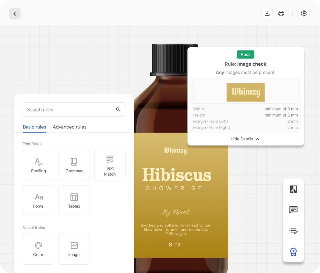 Image portraying label compliance